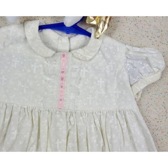 Vintage White Crosses Dress 3t - Picture 1 of 5